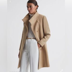 NWT Reiss Mia Wool Mid Length Coat in Camel in UK 8/ US 4